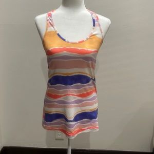 Lululemon women’s Racerback tank top size 8 white / neon colors retro print